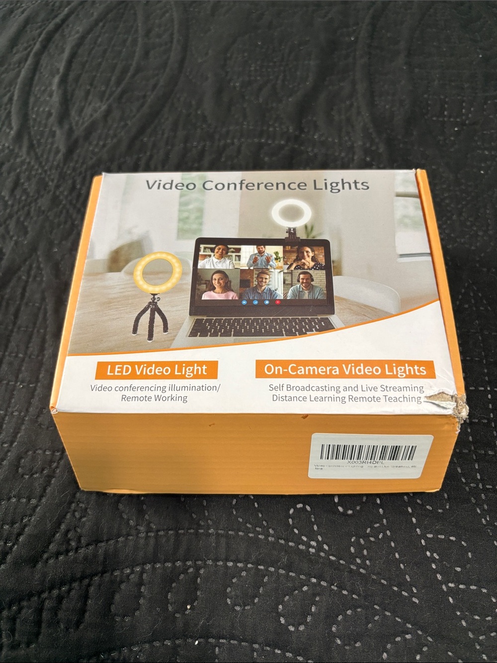 LED Video Conference Ring Light - Portable On-Camera Light (Yellow/White)
